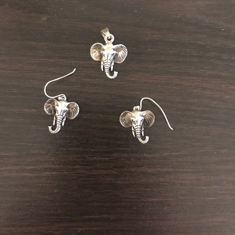Sterling silver elephant set